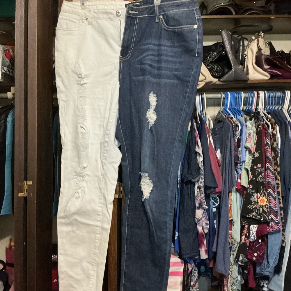Ashley Stewart Blue Distressed Denim Jeans